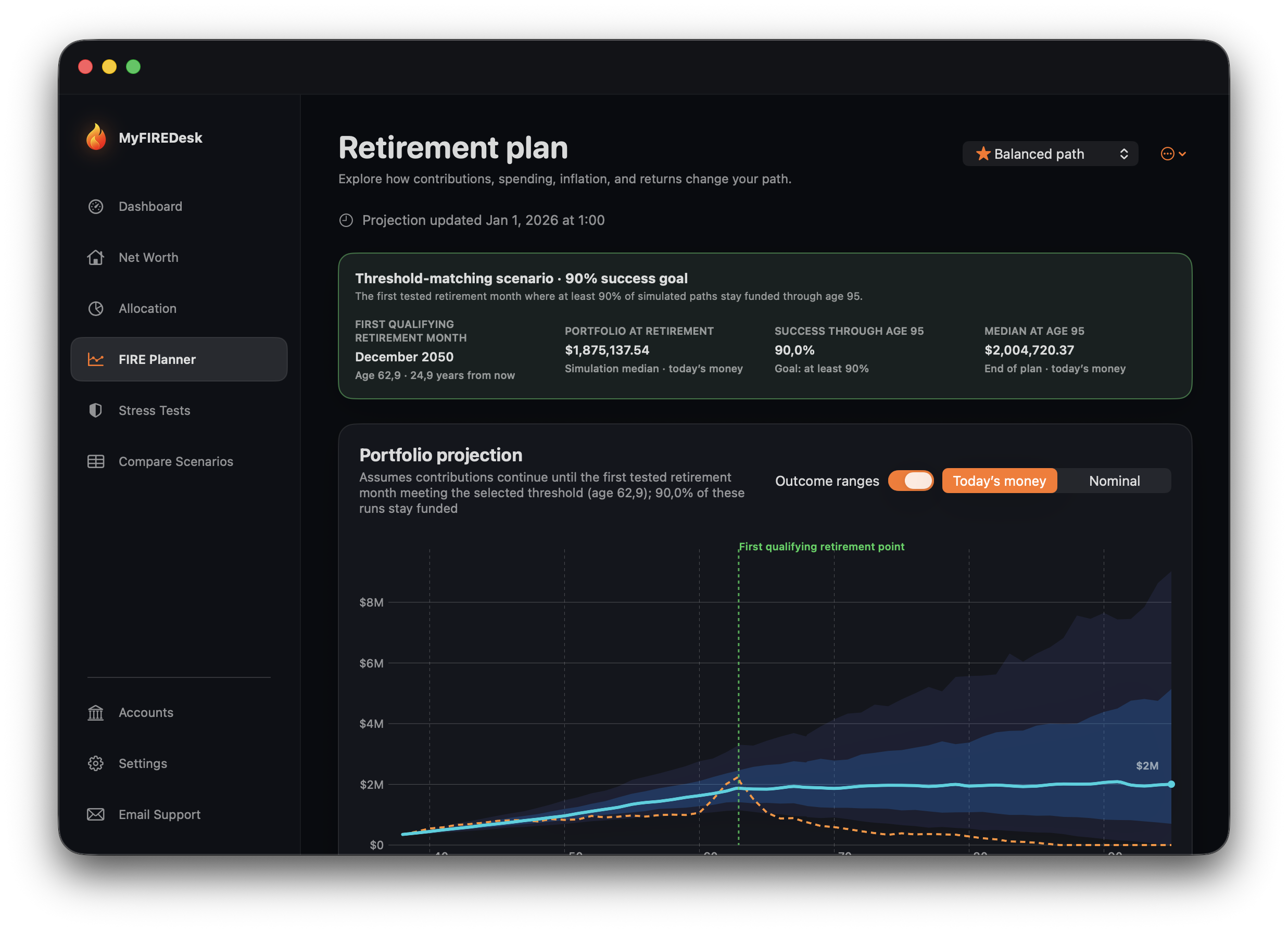 Explore when your portfolio may be enough — MyFIREDesk for Mac